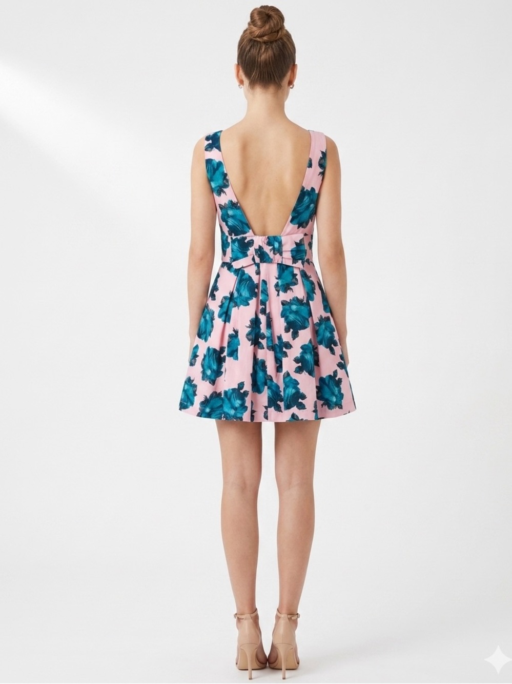 Betsey Johnson pink fit and flare floral party mini dress sleeveless Sz 10 - Picture 2 of 11
